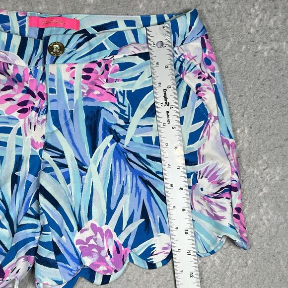 Lilly Pulitzer Buttercup Knit Stretch Shorts Scalloped SZ 2 Mr. Peacock 001272 - Picture 6 of 12